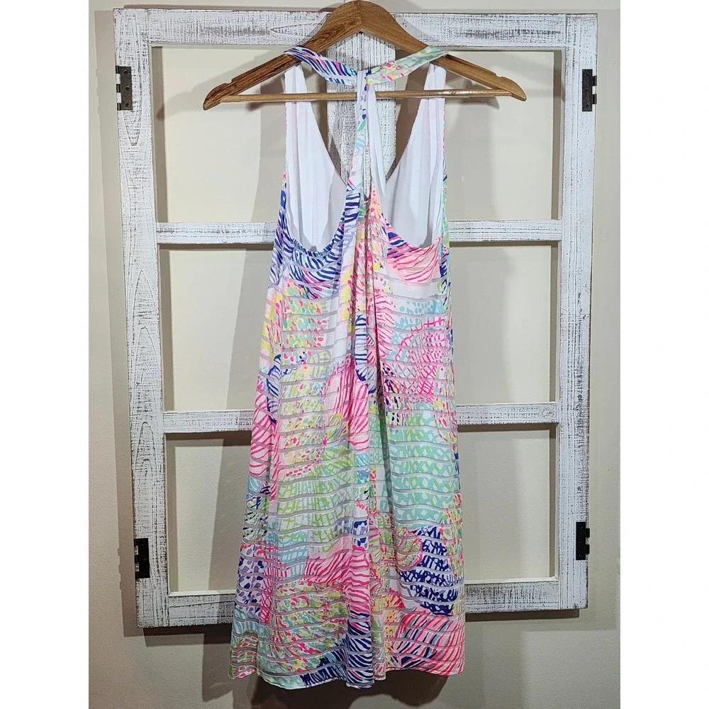 Lilly Pulitzer Womens Multi Color Tropical Burnout Stripe Racerback Swing Dress - Picture 4 of 6
